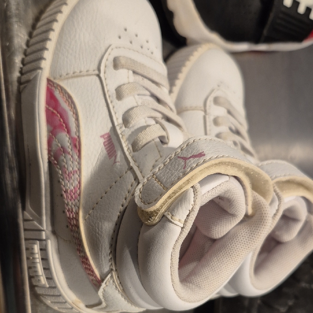 Puma White and Pink High-Top Sneakers